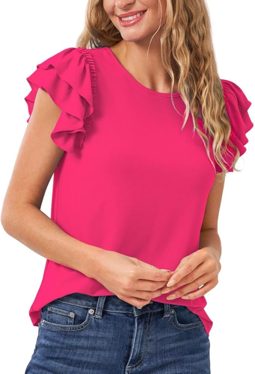 CeCe Ruffle Sleeve Blouse - Hot Pink, XL - Women's Tops