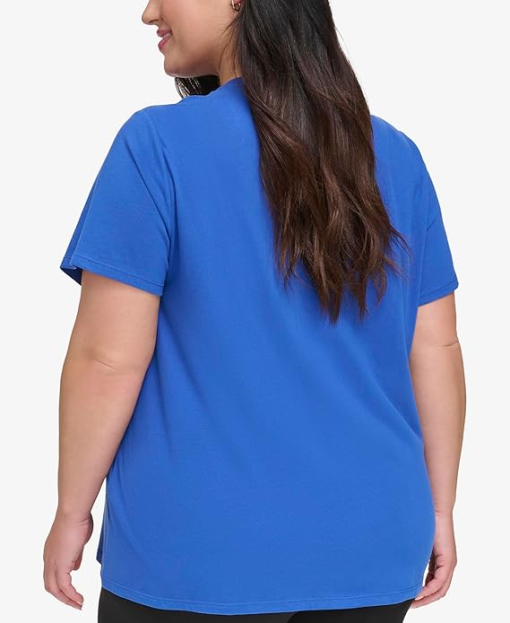 Calvin Klein Plus Size Blue V-Neck Tee - Women's T-Shirt 2X - Image 2