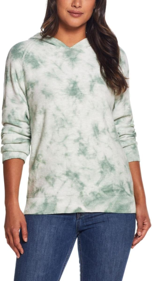 Weatherproof Vintage Green Tie Dye Hoodie Sweater - M - Women's Tops