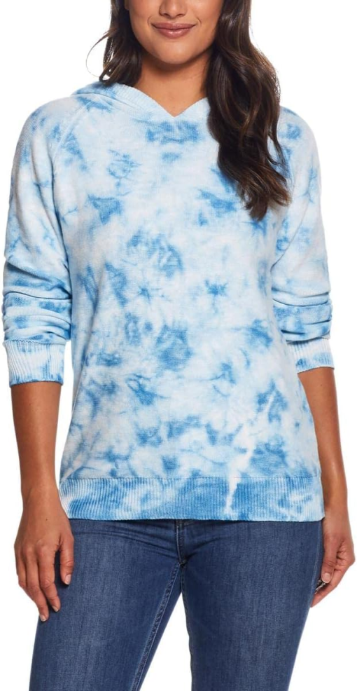 Weatherproof Tie Dye Blue Hoodie Sweater - Size M - Women's Pullover