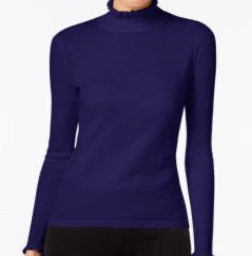 CeCe Navy Ruffle Turtleneck Top - XL - Women's Sweater