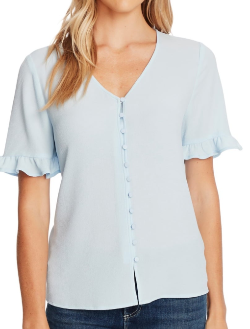 CeCe Ruffle Sleeve Blouse, XX-Large, Light Blue, Women's Tops