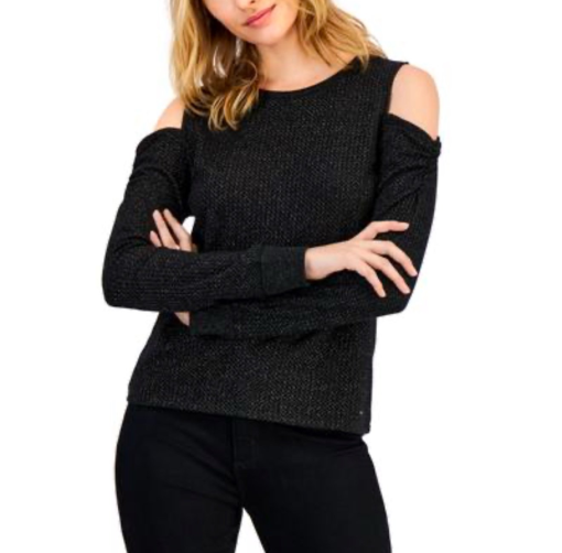 Kaa Women's Black Cold Shoulder Sweater - Size L - Knit Top