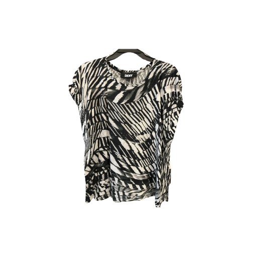 DKNY Black & White Print Top XL - Women's Blouse - Zebra Print