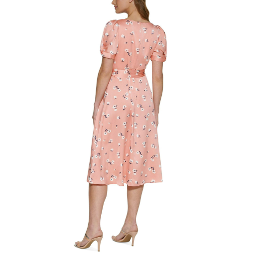 DKNY Floral Wrap Midi Dress - Peach - Size S - Women's Dresses - Image 2