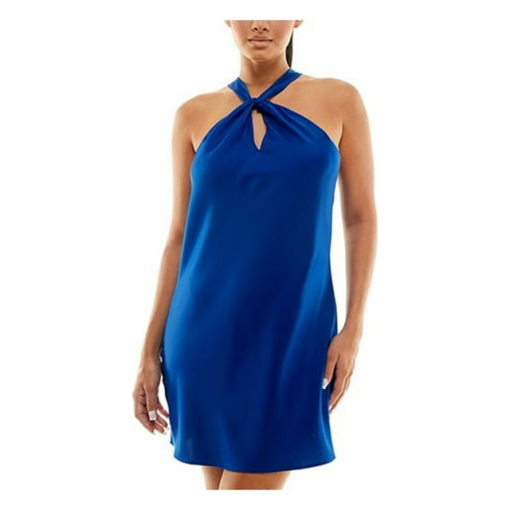 Jolt Juniors Blue Satin Halter Mini Dress - XS - Party Dress