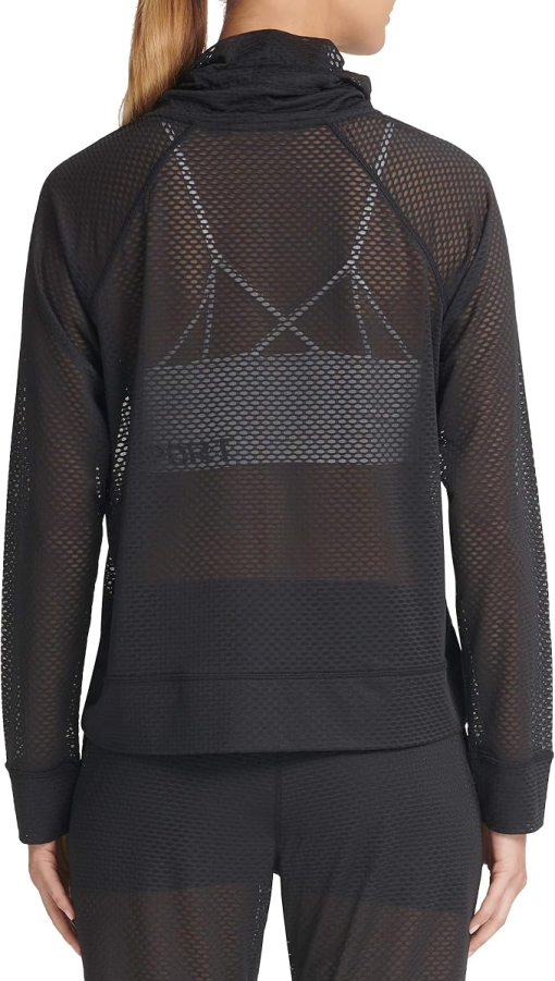 DKNY Sport Black Mesh Pullover Sweatshirt - Size M - Activewear - Image 2