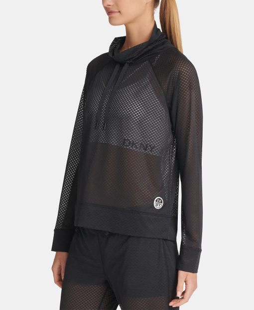 DKNY Sport Black Mesh Pullover Sweatshirt - Size M - Activewear