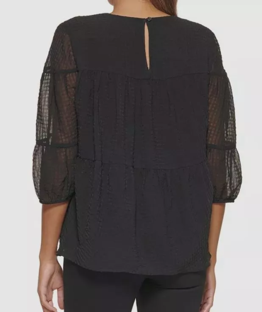 Calvin Klein Black Chiffon Blouse XL - Women's Tops - Image 2