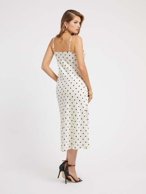 Guess Polka Dot Slip Dress - Ivory, Size S - Midi Dress - Image 2