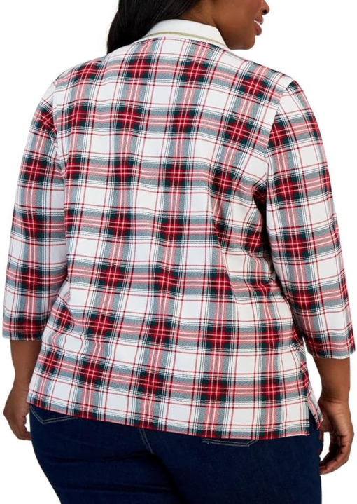 Tommy Hilfiger Plaid Top White Red Green L Women's Blouse - Image 2