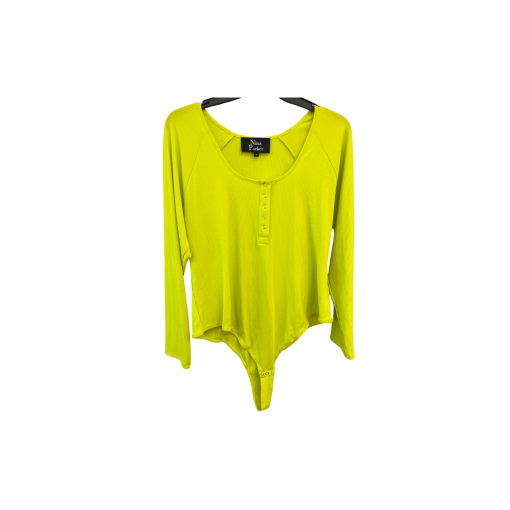 Nina Parker Neon Yellow Bodysuit Plus Size 3X | Women's Top