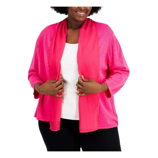 KASPER Pink Open Cardigan Plus Size 1X Women's Jackets