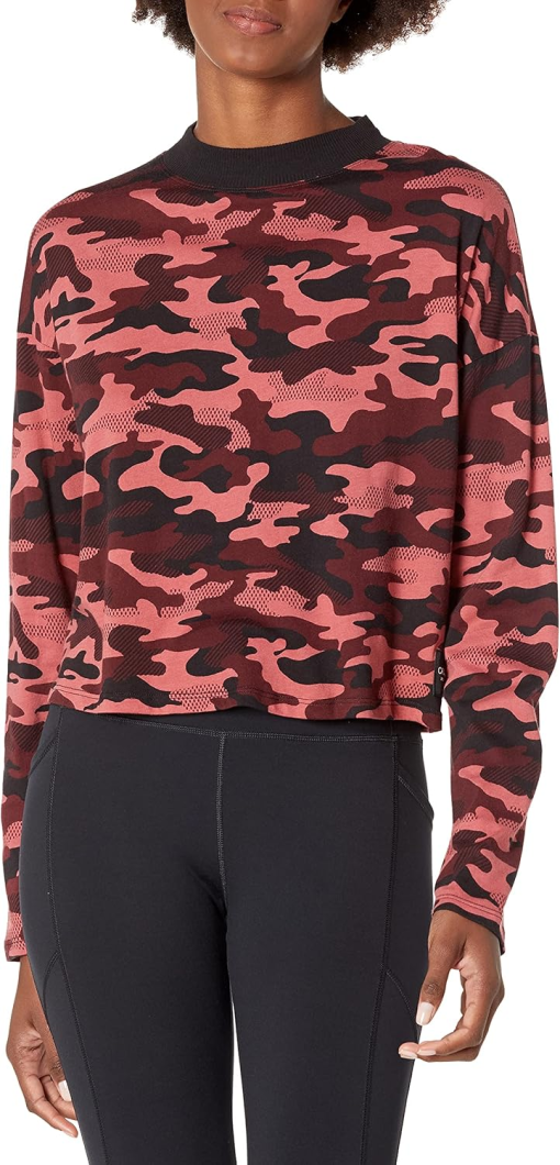 Calvin Klein Red Camo Crop Top - Size M - Women's Activewear