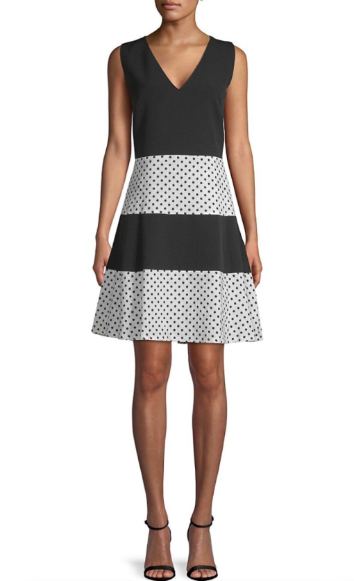 Karl Lagerfeld Black & White Polka Dot Dress - Sleeveless - Size 6