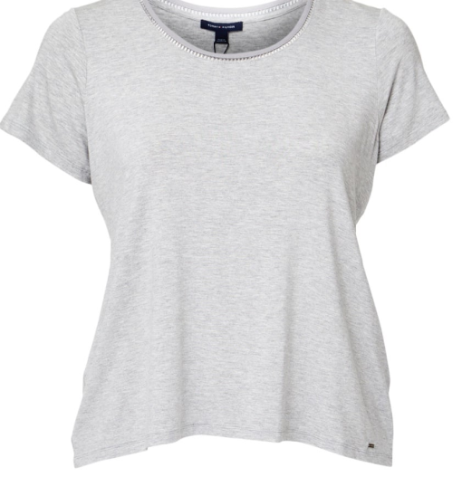 Tommy Hilfiger Gray Heather Flowy Tee Shirt Plus Size 1X - Women's Top