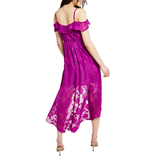 BCX Purple Floral Ruffle Maxi Dress - Juniors Cocktail Dress