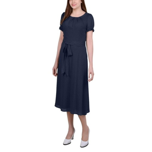 NY Collection Navy Midi Dress Petite Size Women's Dresses