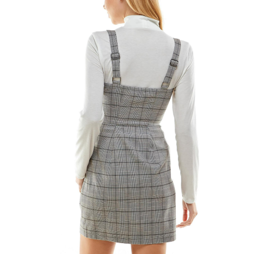 Kingston Grey Plaid Zip Front Dress - Juniors Size S - Mini Dress - Image 2