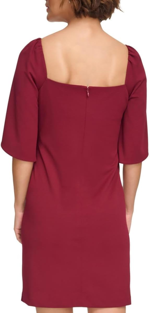 DKNY Maroon Square Neck Mini Dress Size 14 - Party Dress - Image 2