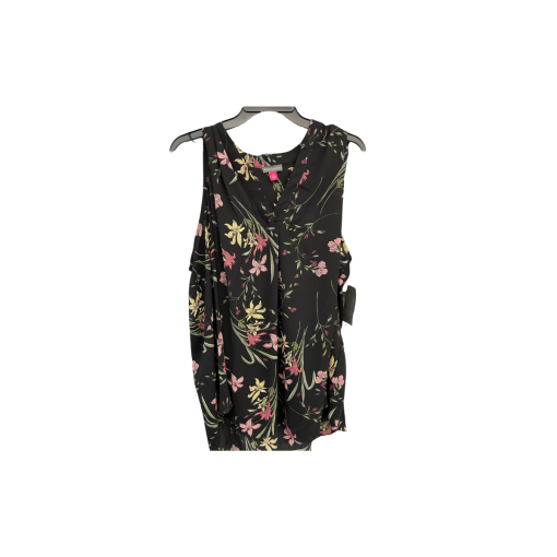 Vince Camuto Floral Blouse 3X Black Sleeveless Top for Women