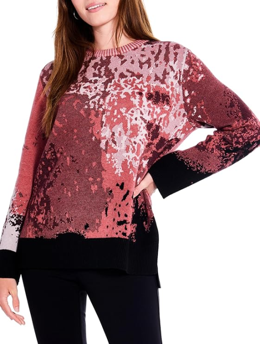 NIC + ZOE Abstract Print Sweater - Red/Black - XL - Women's Pullover - Image 3