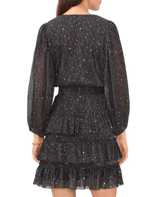 Vince Camuto Black Sparkle Tiered Mini Dress - Size M - Party Dress - Image 2