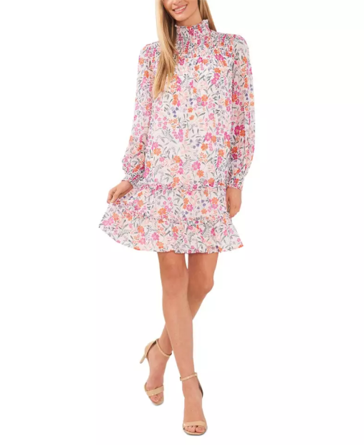 CeCe Ivory Floral Mini Dress - Size S - Women's Dresses