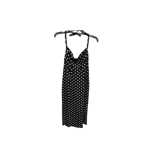 Black Polka Dot Halter Dress - Women's Midi Dress - Size S