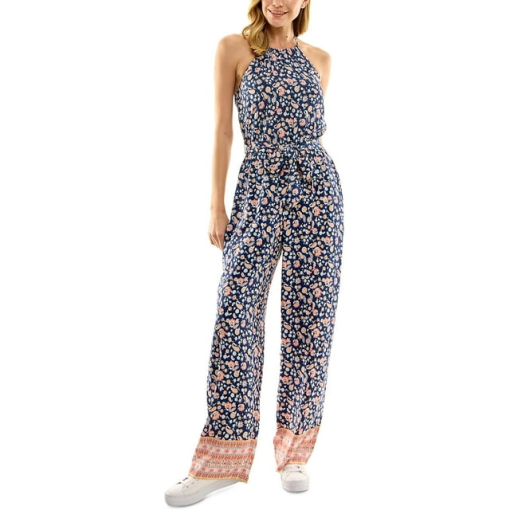 Kingston Navy Floral Halter Jumpsuit - Wide Leg - Size M - Women's Jumpsuit