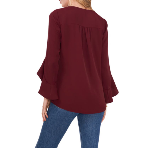 Vince Camuto Burgundy Plus Size Blouse Flutter Sleeve Top - Women's - Image 2