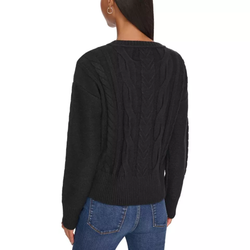 KARL LAGERFELD Black Embellished Cable Knit Sweater XL - Women's Top - Image 2