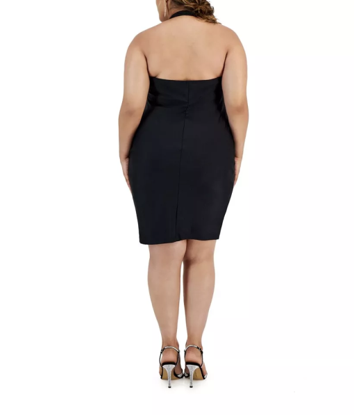 City Studio Plus Black Halter Dress Plus Size Cocktail Dress - Image 2