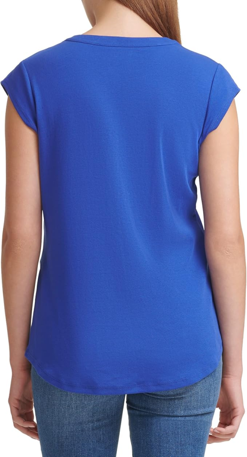 Calvin Klein Blue Henley Top - Women's XL - Button Front Shirt - Image 2