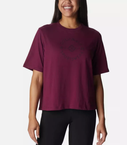 Columbia Women's Burgundy Tee Shirt - Medium - Casual Top