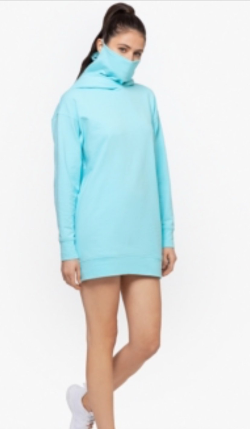 B&a by Betsy & Adam Blue Hoodie Dress - Mini, Size L - Sweatshirts