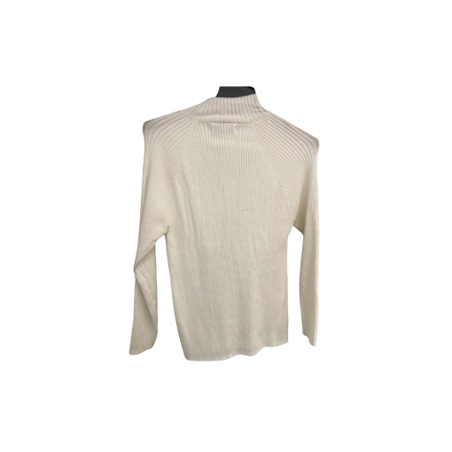 White Ribbed Sweater with Gold Detail - Size XL - Women's Top - Image 2