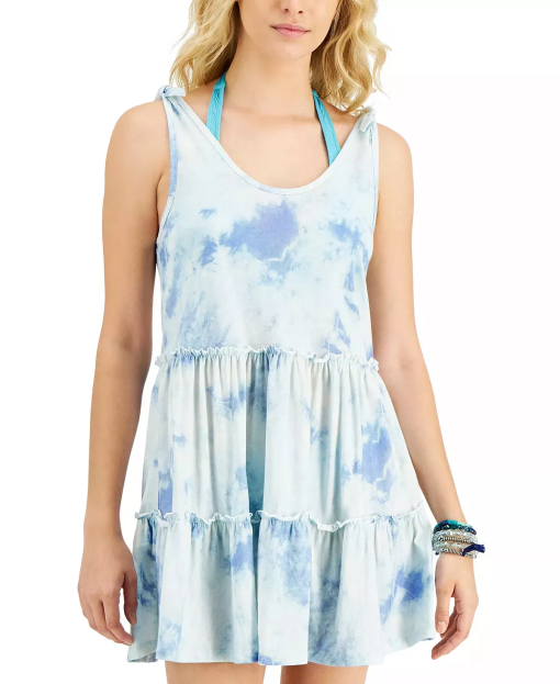 Sun & Moon Juniors Blue Tie Dye Cover Up Dress - Size M - Beachwear