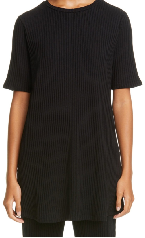 Eileen Fisher Black Ribbed Tunic Top - XXS - Women's Shirts