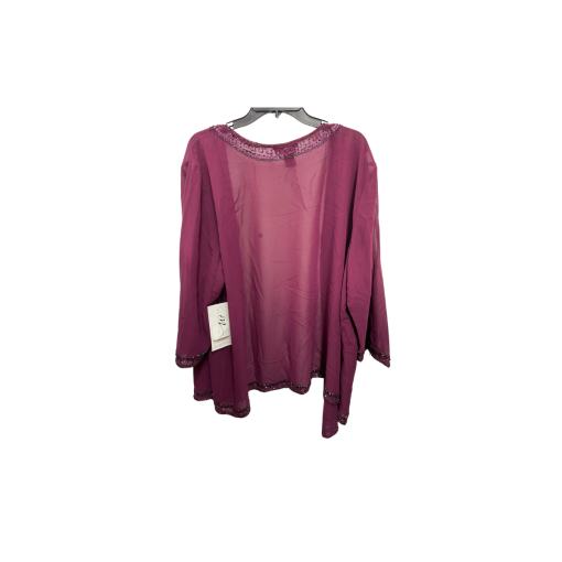 Midnight Velvet 3X Burgundy Beaded Cardigan - Evening Wear - Image 2