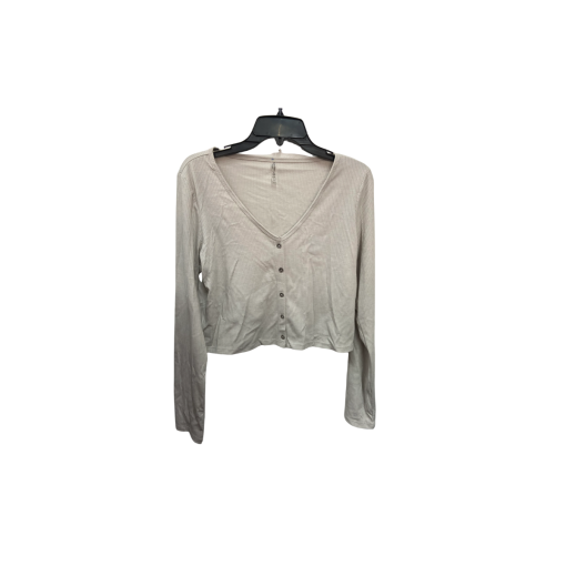 Calvin Klein Beige Ribbed Cardigan Sweater - XL - Women's Top