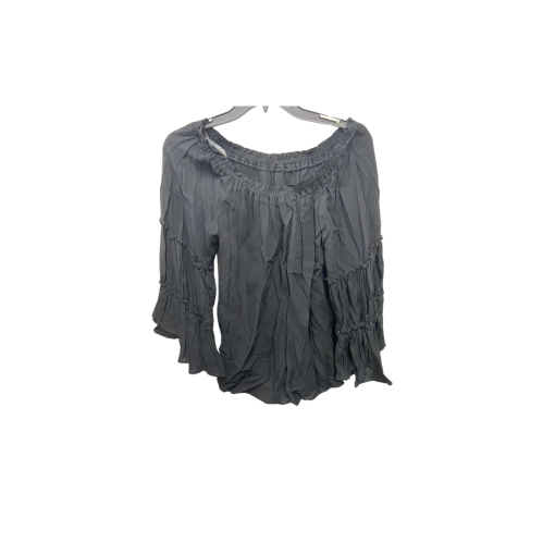 Black Off-Shoulder Blouse, Size S, Ruffle Sleeve Top, Women's Fashion