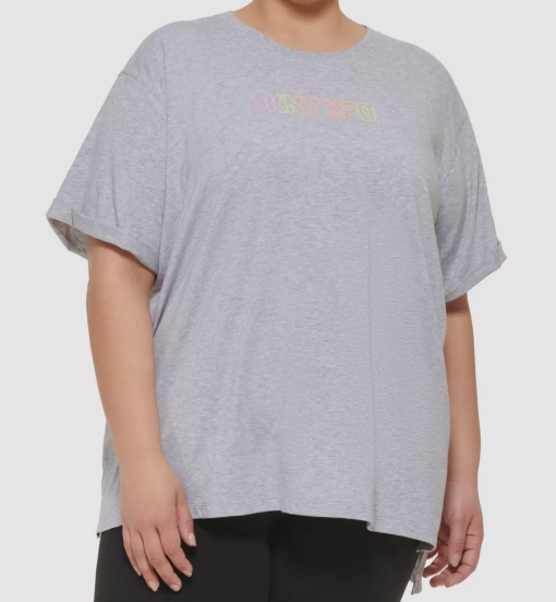 DKNY Sport Plus Size Gray Tee Shirt - Women's Activewear