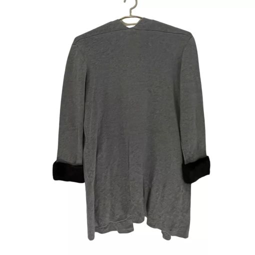 Kasper Plus Gray Cardigan Sweater with Faux Fur Cuffs - 1X - Women's - Image 2