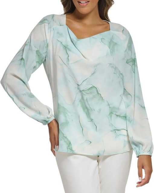 Calvin Klein Mint Green Chiffon Blouse XL - Women's Tops