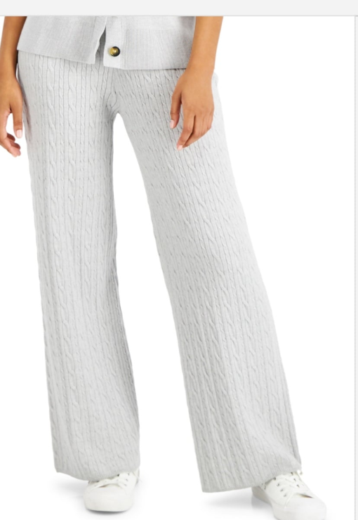 Charter Club Cable Knit Wide Leg Pants - Gray - Women's Pants