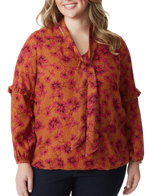 Jessica Simpson Plus Size Floral Blouse - Glazed Ginger 3X - Women's Tops - Image 2