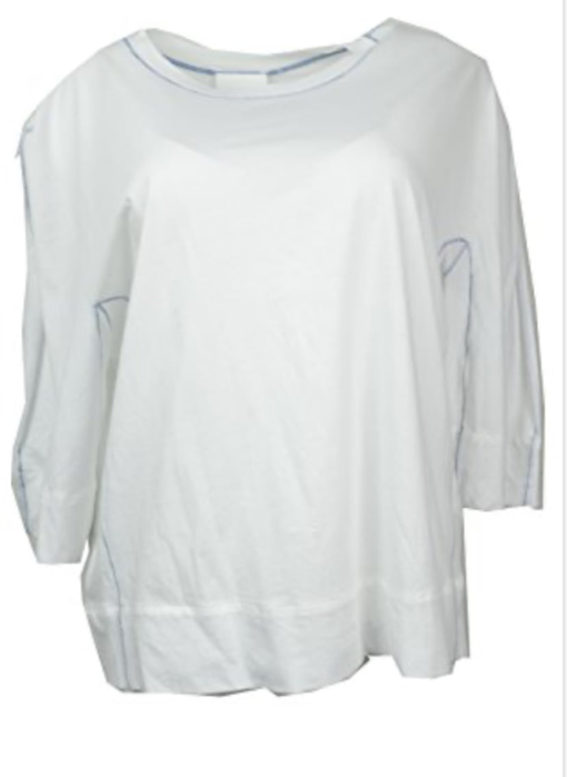 DKNY White Boat Neck Top - Women's Large - Casual Shirts