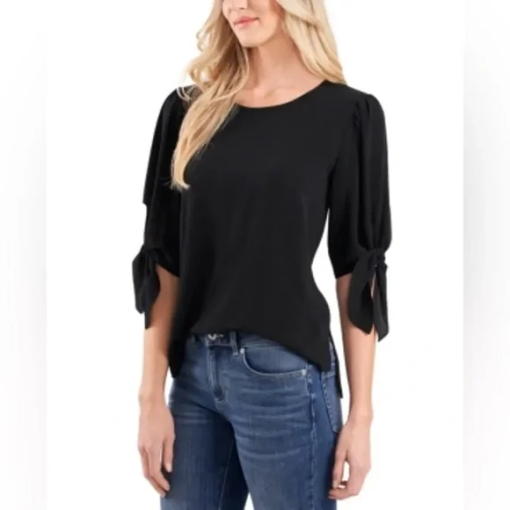 CeCe Black Puff Sleeve Blouse XS - Women's Tops & Shirts