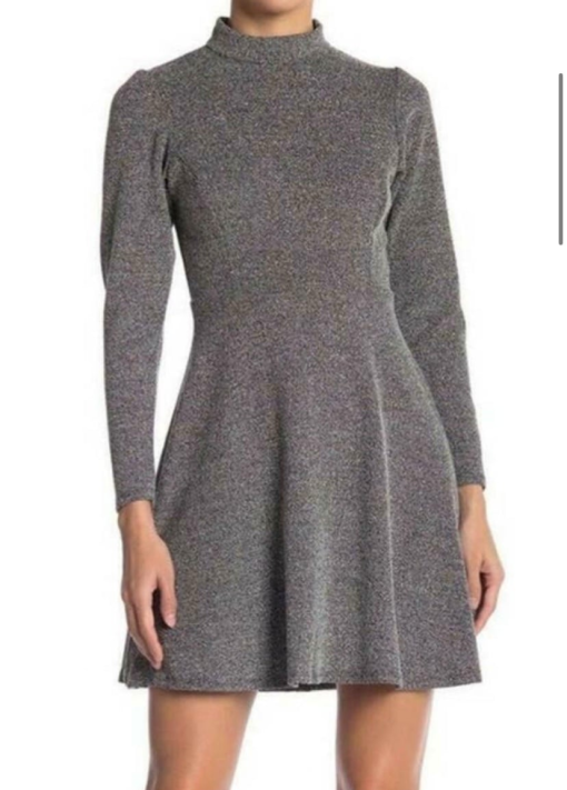 Velvet Torch Gray Mock Neck Skater Dress - XS - Party Dress